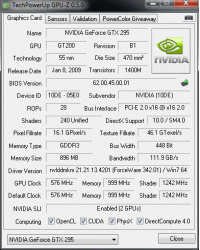 GeForce GTX 295 (Two PCB first version) [GPUz]