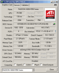 HIS Radeon X600 XT GPUZ