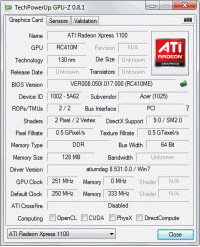 Acer Aspire 3661 GPU-Z