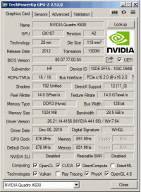 Quadro K600 GPU-Z