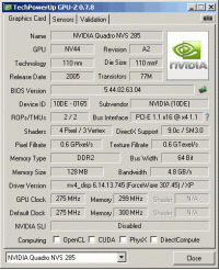 Quadro q383 DDR2 GPUZ